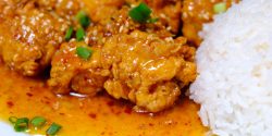 Crispy chicken with passionfruit and pineapple sauce - Gluten free